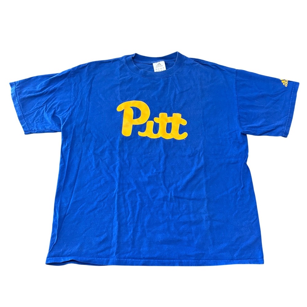 Adidas Pitt Panthers Y2K Mens Large Blue Yellow Graphic Short Sleeve T Shirt
